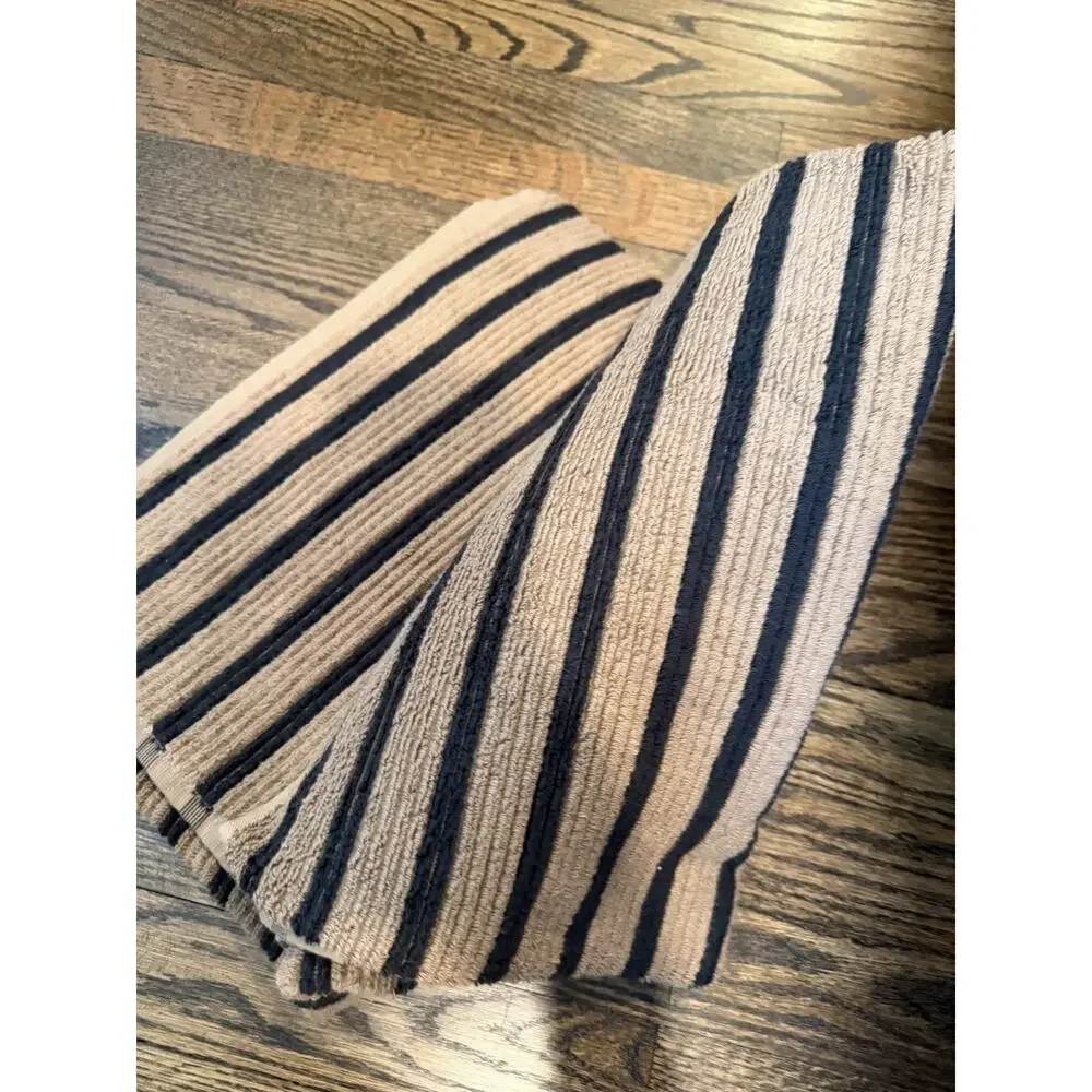 Parachute Organic Resort Stripe Bath Towel Brown Stripe NEW